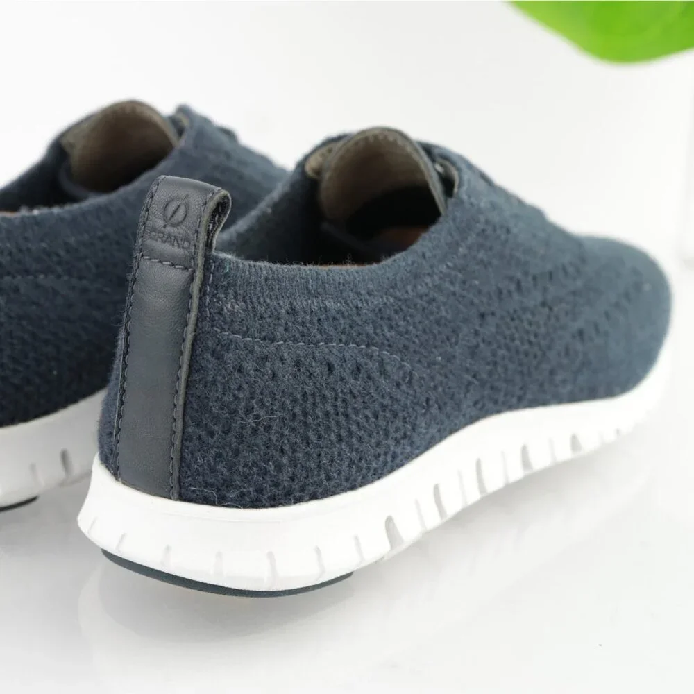 Cole Haan‎ Womens Zerogrand Oxford Sneakers Size 8 Navy Blue Knit Wingtip Shoes